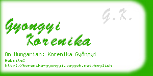 gyongyi korenika business card